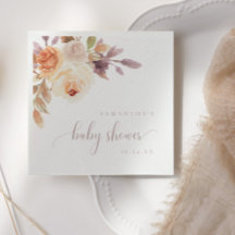 Boho Terracotta Floral Baby Shower Paper Napkin