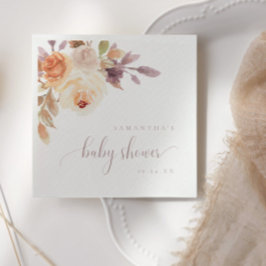 Servilleta De Papel Boho Terracotta Floral Baby Shower Paper Napkin