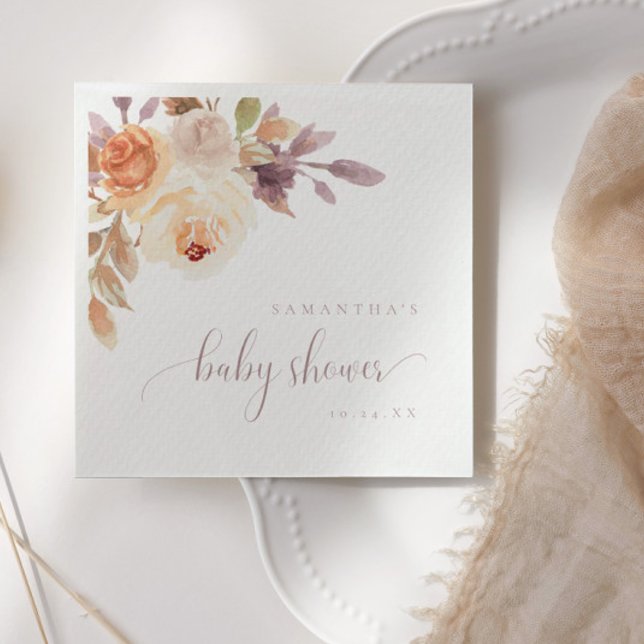 Servilleta De Papel Boho Terracotta Floral Baby Shower Paper Napkin (Subido por el creador)
