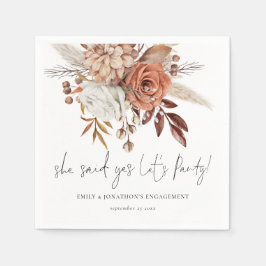 Servilleta De Papel Boho Terracotta Florals Dijo Sí Compromiso