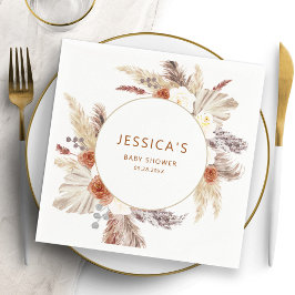 Servilleta De Papel Boho Terracotta Pampas Grass Arch Baby Shower
