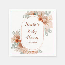 Servilleta De Papel Boho Terracotta Pampas Grass Baby Shower