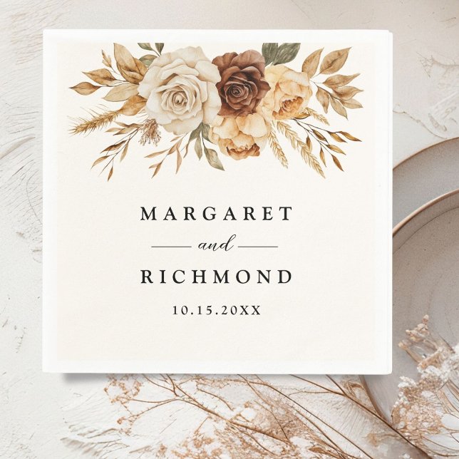 Servilleta De Papel Boho Terracotta Rustic Floral Boda (Subido por el creador)