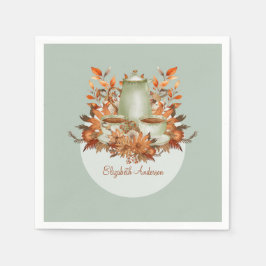 Servilleta De Papel Boho Terracotta Sage Fiesta del Té Floral CUALQUIE