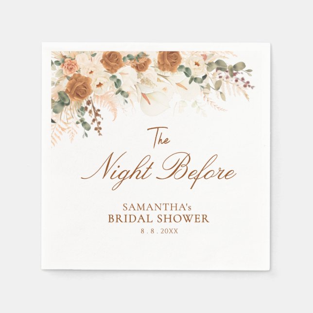 Servilleta De Papel Boho Terracotta The Night Before Bridal Shower (Anverso)