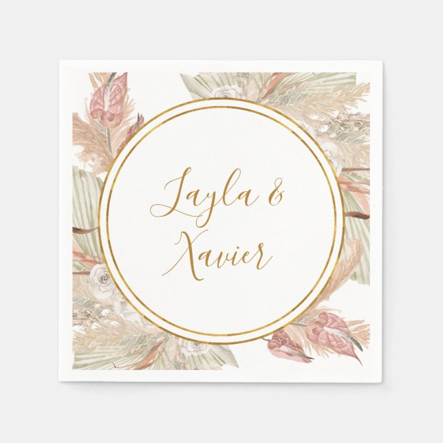 Servilleta De Papel Boho Tropical Botanical | Boda Napkins (Anverso)