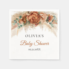 Servilleta De Papel Boho tropical terracota burgundy Rust Baby ducha