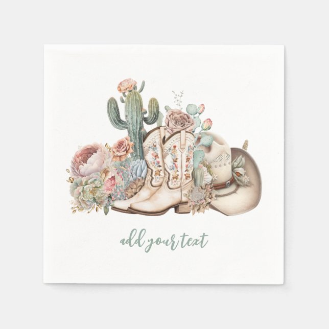 Servilleta De Papel Boho vaquero del desierto vaquero botas vaquero go (Anverso)