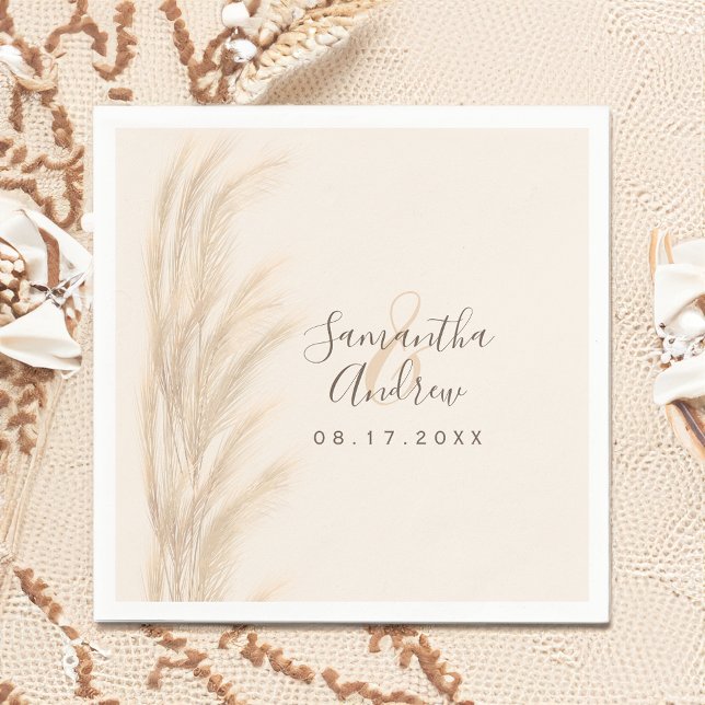 Servilleta De Papel Boho verano pampas boda de la acuarela de césped (Boho summer pampas grass watercolor wedding napkins)