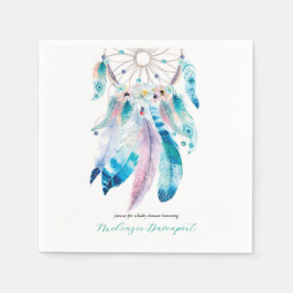 Servilleta De Papel Boho Verde azulado y Purple Dreamcatcher Baby Show