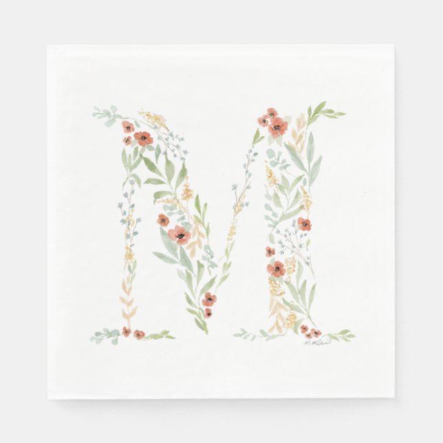 Servilleta De Papel Boho Watercolor Floral (Anverso)