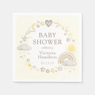 Servilleta De Papel Boho Watercolor Rainbow Baby Shower
