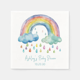 Servilleta De Papel Boho Watercolor Rainbow Baby Shower