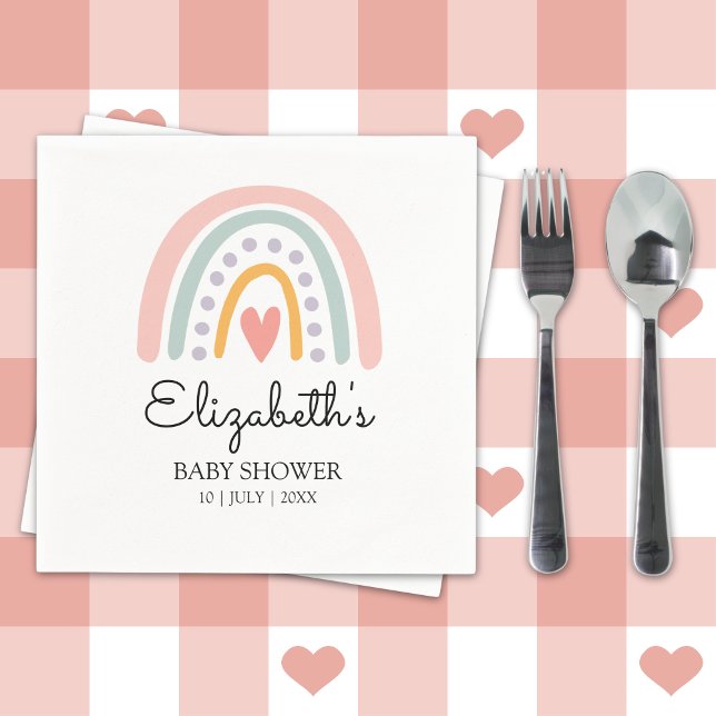 Servilleta De Papel Boho Watercolor Rainbow Baby Shower Girl (Subido por el creador)