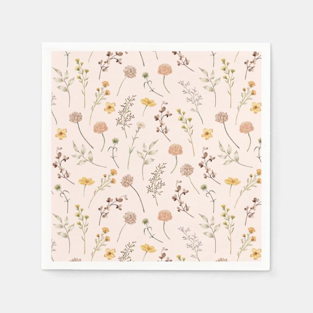Servilleta De Papel Boho Watercolor Wildflower (Anverso)