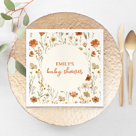 Servilleta De Papel Boho Watercolor Wildflower Fall Baby Shower
