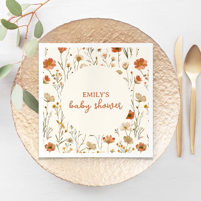 Servilleta De Papel Boho Watercolor Wildflower Fall Baby Shower (Subido por el creador)