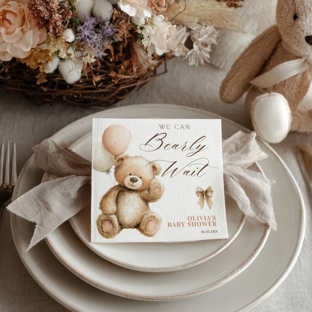 Servilleta De Papel Boho We Can Bearly Wait Teddy Bear Baby Shower (Boho We Can Bearly Wait Teddy Bear Baby Shower Napkins)