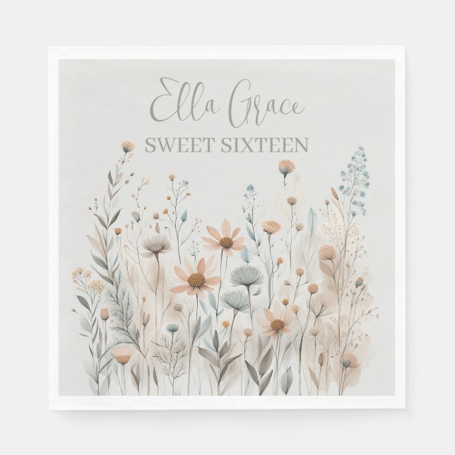 Servilleta De Papel Boho Wildflower (Anverso)