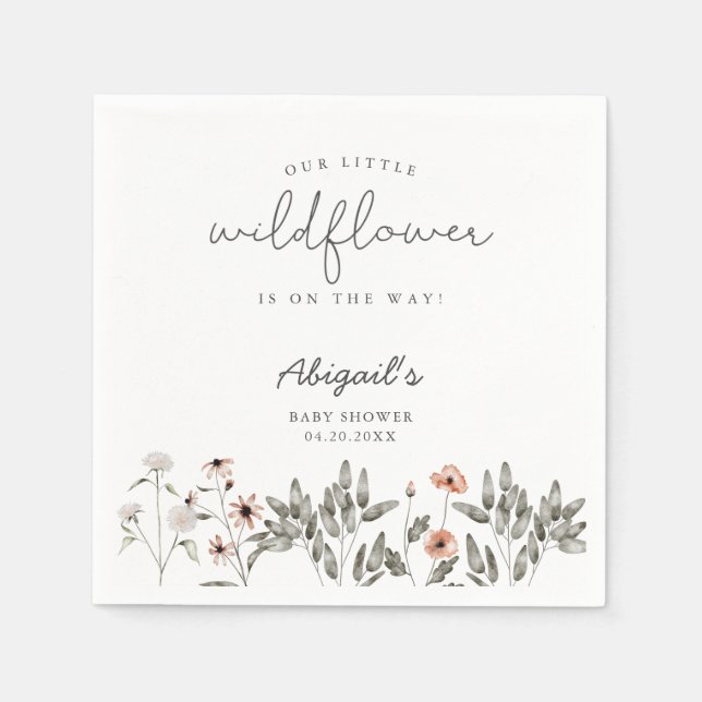 Servilleta De Papel Boho Wildflower Baby Shower (Anverso)