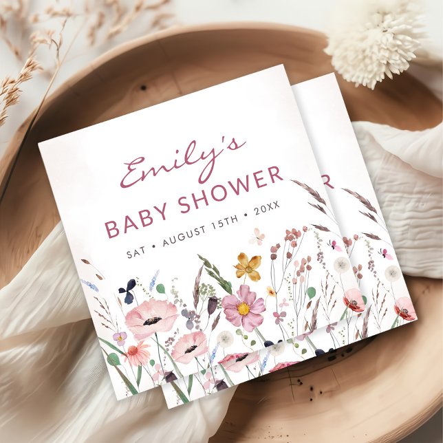Servilleta De Papel Boho Wildflower Baby Shower (Subido por el creador)