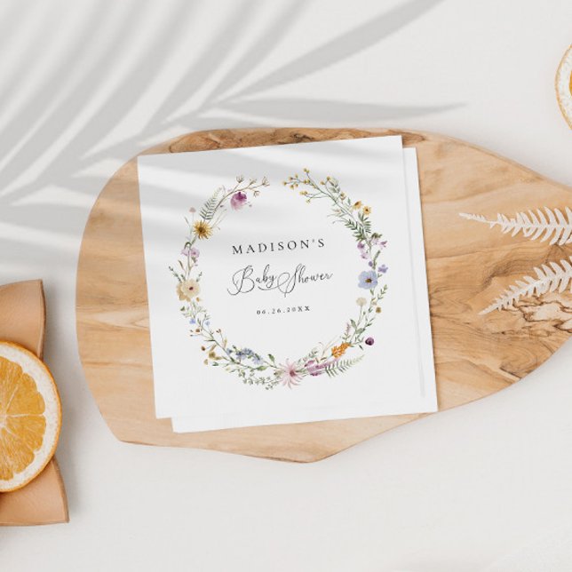 Servilleta De Papel Boho Wildflower Baby Shower (Subido por el creador)