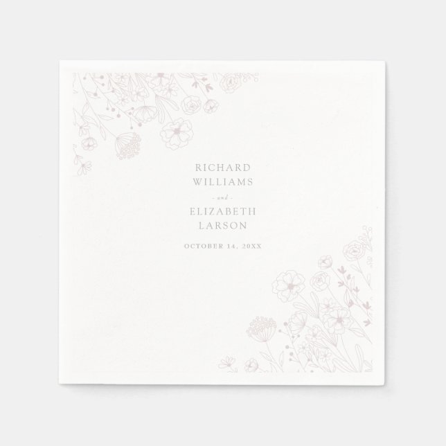 Servilleta De Papel Boho Wildflower Boda de acuarela moderna (Anverso)