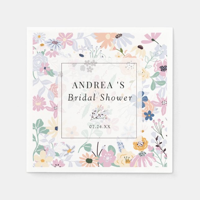 Servilleta De Papel Boho Wildflower Bridal Shower (Anverso)