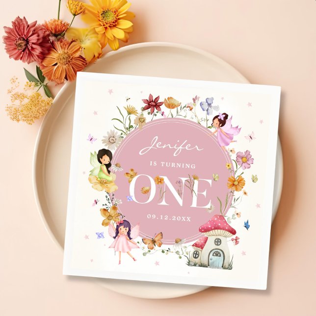 Servilleta De Papel Boho Wildflower Fairy 1 Fiesta de cumpleaños (Subido por el creador)