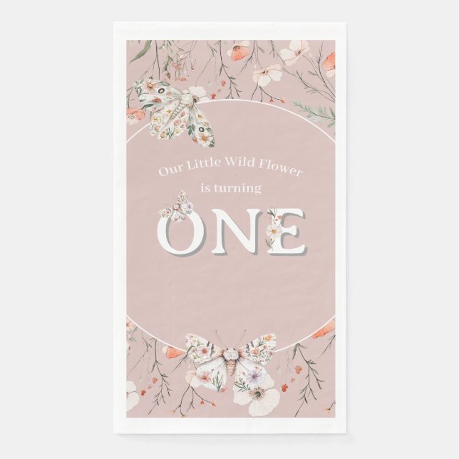 Servilleta De Papel Boho Wildflower Floral Bebé cumpleaños (Anverso)