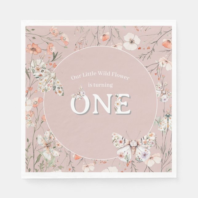 Servilleta De Papel Boho Wildflower Floral Bebé cumpleaños (Anverso)