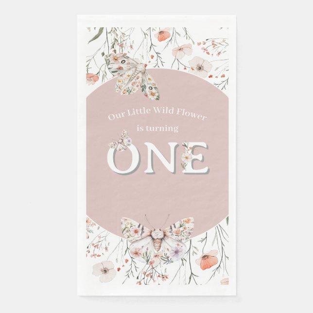Servilleta De Papel Boho Wildflower Floral Bebé cumpleaños (Anverso)