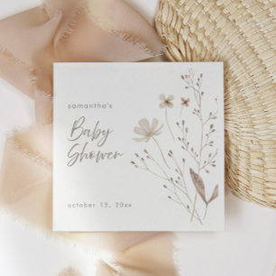 Servilleta De Papel Boho Wildflower Floral Gender Neutral Baby Shower
