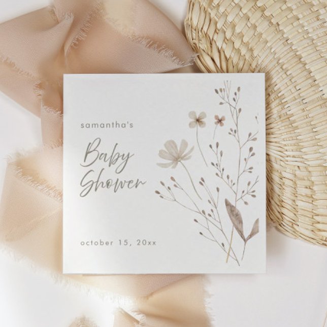 Servilleta De Papel Boho Wildflower Floral Gender Neutral Baby Shower (Subido por el creador)