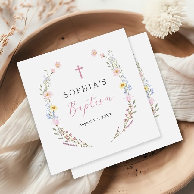 Servilleta De Papel Boho Wildflower Floral Girl Baptism (Subido por el creador)