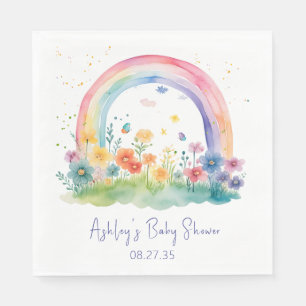 Servilleta De Papel Boho Wildflower Rainbow Baby Shower Luncheon