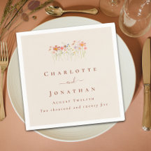 Boho Wildflower Tan Beige Terracotta Wedding