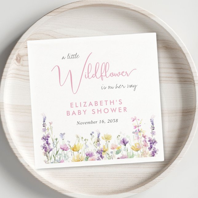 Servilleta De Papel Boho Wildflower Watercolor Baby Shower (Boho Wildflower Watercolor Baby Shower Napkins)