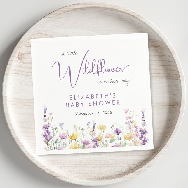 Servilleta De Papel Boho Wildflower Watercolor Baby Shower (Subido por el creador)