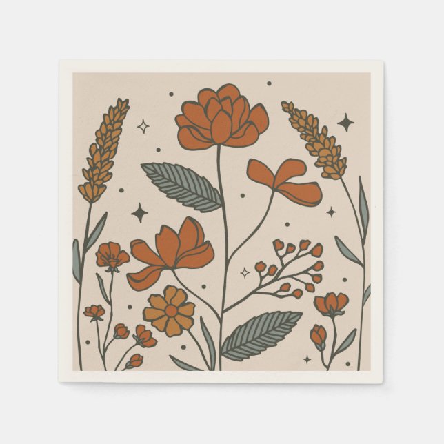 Servilleta De Papel Boho Wildflowers (Anverso)