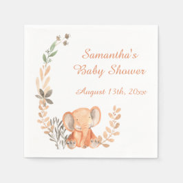 Servilleta De Papel Boho Wildflowers Baby Elephant Baby Shower