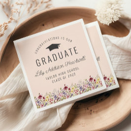 Servilleta De Papel Boho Wildflowers Rubor Pink Graduation Party