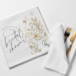 Servilleta De Papel Boho Wildflowers Watercolor Ducha Escolar Mínima D