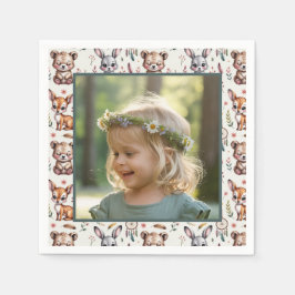 Servilleta De Papel Boho Woodland Animals Foto Toddler Birthday