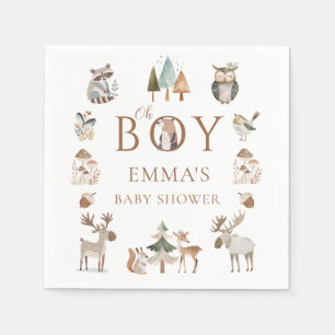 Servilleta De Papel Boho Woodland Animals Oh Boy Baby Shower