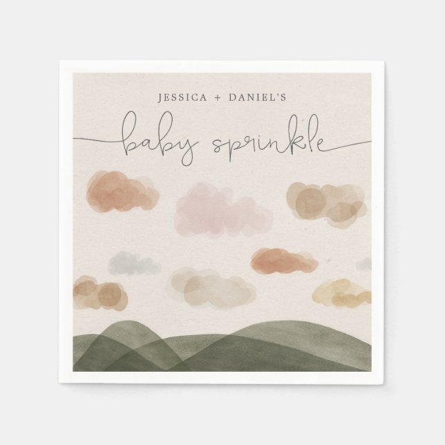 Servilleta De Papel Boho Woodland Baby Sprinkle Cocktail Napkin Modern (Anverso)