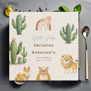 Servilleta De Papel Boho Woodland Bear Leon Fox Cactus Baby Shower