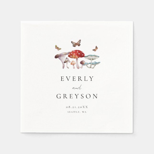 Servilleta De Papel Boho y Boda de hongos rusos (Anverso)