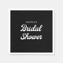 Servilleta De Papel Boho y Retro Black | Ducha de novia