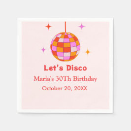 Servilleta De Papel Bola de Disco Naranja Rosa Fiesta de Cumpleaños Va